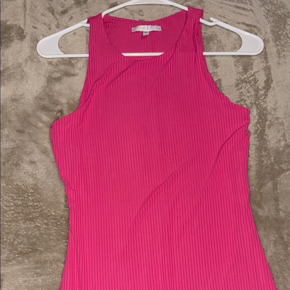 Ribbed Fuchsia Pink Dress